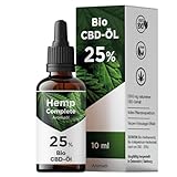 Bio CBD Öl 25% Vollspektrum - Bio Hanf CBD Tropfen mit 2.500 mg Cannabidiol - Hemp-Complete Cannabisöl - 10 ml