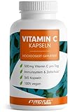 Vitamin C hochdosiert - 365 Vitamin C Kapseln - 500 mg Vitamin C gepuffert - hochwertiges Calcium-Ascorbat optimal hochdosiert - ohne unerwünschte Zusätze - laborgeprüft mit Zertifikat - 100% vegan