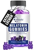 Vihado Melatonin Gummies - so lecker und soft, hochdosiert, zuckerfrei, vegan - besser da mit Vitamin D3, K2, Passionsblume und Kamille, 60 Gummis