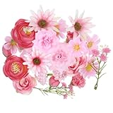 20 Stück Kunstblumen zum Basteln Set, Kunstblumen Deko wie echt, Künstliche Blumen Deko, Artificial Flowers, Plastik Blumen für Rosa Dekoration, 10 Arten für DIY-Projekte und Basteln Dekorationen