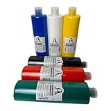 Stofffarbe 6 Farben x 500ml. Waschfeste Textilfarbe. T-Shirt Farbe für helle Stoffe. Waschmaschinenfest, Waschbeständig. Textilmalfarbe, Stoffmalfarbe Fixierung durch Bügeln (6-Farben-Set)