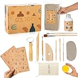 Goldory Töpferset für Zuhause mit lufttrocknendem Ton | Ton Set für Kinder ohne Brennen | 2,5 kg Trockenton selbsttrocknend zum Basteln | DIY Töpfern für Erwachsene | Kreativset Geschenke
