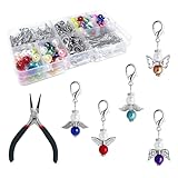 LUBOXIN 50 Sets Schutzengel Basteln Perlen Set Schutzengel Schlüsselanhänger Selber Machen Engel Bastelset Schutzengel Charms Perlenengel Schlüsselanhänger für DIY Hochzeitsgeschenke, Basteln