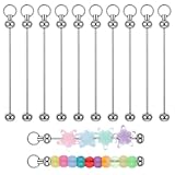 10 Stück Perlen Schlüsselanhänger zum Selbermachen Metall Rohlinge Schlüsselanhänger Streifen Blanko Schlüsselanhänger Streifen Schlüsselanhänger-Ringe zum Basteln für Schmuckherstellung Keychain