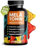 Melatonin Gummies 60x mit 0,5 mg bioaktivem Melatonin - leckerer Früchte-Mix-Geschmack - Optimal hochdosiert - Gummibärchen mit Melatonin - Zuckerfrei, laborgeprüft & 100% vegan - Made in Germany
