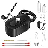 Daakro 40PSI Double Action-Airbrush-Pistole,Multifunktions Airbrush mit Kompressor,Portable Air Brush Set für Kunst, Make-up, Kuchen dekorieren, Gießen Malerei,Tattoo,Modell Dekoration