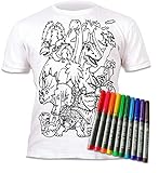 Splat Planet Dinosaurier-T-Shirt-Malvorlagen mit 10 ungiftigen, waschbaren Zauberstiften – färben Sie Ihr eigenes T-Shirt, färben und auswaschen und erneut färben Kindergeburtstag (3-4 Years)
