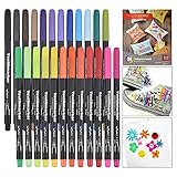Willingood Waschmaschinenfeste Textilmarker, 24 Wasserfeste Textilstifte in Leuchtenden Farben, Permanent Marker, Stoffmalfarben für Schuhe T-Shirts Taschen Stoffbeutel und Verschiedene Textilien