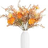 Leuyuee 2 Blumensträuße Kunstblumen Künstliche Pflanzen Blumen Deko Hortensien Seide Blumenarrangements für Zuhause Blumenstrauß Hochzeit Garten Festival Dekor (orange)