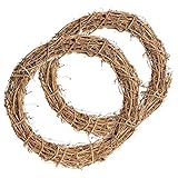 com-four® 2X DIY Deko Holz-Kranz zum basteln - Kranz aus Rattan zum Dekorieren z.B von Fenstern, Tische und Türen (2 Stück - Kranz Ø30cm Hellbraun)