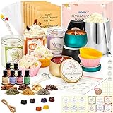 Kerzen Selber Machen Set, UnityStar Kerzenherstellung Kit Geeignet für Anfänger DIY Sojawachs Kerzen Kitmit 1320g Sojawachs,8 Kerzendosen, 6 Duftöl,6 Farbblöcken, 20 Stickers