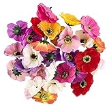 Ideen mit Herz Deko-Blüten, Kunstblumen, Blüten-Köpfe, Verschiedene Sorten, ca. Ø 4-5 cm (Anemone - bunt - 27 Stück)