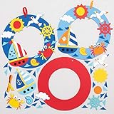 Baker Ross AT876 Kranz-Dekorationssets mit Meeresmotiv, Schaumstoff-Bastelaktivitäten für Kinder zum Zusammenbauen, Dekorieren und Präsentieren, ideal als Geschenk für kreative Kinder, 3 Stück, Rot