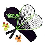 VICTOR Speed-Badminton 100 Set Premium- 2 Badmintonschläger, 3 Bälle und eine hochwertige Badmintontasche schwarz/grün