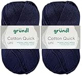 2x50 Gramm Gründl Cotton Quick Häkelgarn aus 100% Baumwolle 145 Dunkelblau