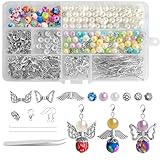 HavaCue 60 Sets Schutzengel Anhänger Selber Machen, Engel Charme, Perlenengel Schlüsselanhänger für DIY Basteln, Hochzeit, Taufe, Geschenk