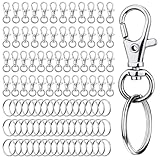 100-teiliges Schlüsselanhänger-Set, 50 Schlüsselanhänger-Clips, Haken und 50 Schlüsselanhängerringe, Karabinerverschlüsse mit Schlüsselanhängerringen, Zubehör für die Schmuckherstellung