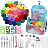 Deudy 148 Stück Nadelfilz Starter Kit, 40 Farben Nadelfilz Set, Filzwolle Trockenfilzen, Grundlegende Filzwerkzeuge und Zubehör für Anfänger, DIY Filz Tier Handwerk