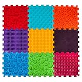 Funny-Steps Orthopädische Sensorische Boden spielmatten für Kinder Super Mix (9 Puzzle Quadrat Waldweg)