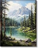 Gutluz Malen Nach Zahlen Erwachsene Zylinder leinwand Landschaftswälder - Diy Set Erwachsene - Faltenfreie Leinwand mit Pinseln Acrylpigment 40 × 50 cm（Rahmenlos）