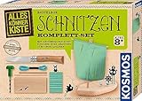 KOSMOS 604608 AllesKönnerKiste Schnitzen Komplett-Set, mit Kinder-Schnitzmesser, Lindenholz-Block, Boot selber schnitzen, Schnitz-Set, Bastel-Set für Kinder ab 8 Jahre