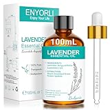 ENYORLI Ätherisches Lavendelöl 100mL Reines Unverdünntes Lavendelöl Ätherische Öle für Aromatherapie, Diffusoren, Massagen, Hautpflege, Entspannung, Bäder, Unterstützung des Wohlbefindens & DIY