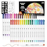 Shuttle Art 36 farbige Textilstifte, waschmaschinenfestes Textilstiftset mit 11 Vorlagen und 1 leeren Leinwand, Textilmarker, auf T-Shirts, Beutel, Kleidung, Sportschuhen, Jeans zur Verwendung