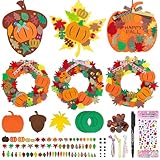 Bastelset Herbst - Filz Herbst Basteln für Kinder, 6 Stück Kürbis, Ahornblatt, Tannenzapfen, Kranz, Qualitätsfilz & Kinderfreundlich, für Kinder 3 4 6 Jahre Thanksgiving, Weihnachten, Halloween