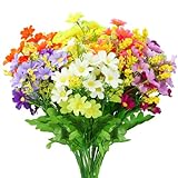 OWLKELA Künstliche Blumen, 6 Bündel von 6 Künstliche Balkonpflanzen und Innen, Plastik Blumen Dekoration, Faux Kunststoff UV-beständige Blumen für Gräber und Garten