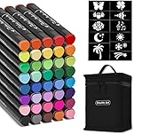 Shuttle Art Textilstifte Waschmaschinenfest, 40 Farben Textilmarker Set mit Doppelspitzen, Stoffmalstifte Waschfest, ungiftig und säurefrei, für T-Shirts, Beutel, Sportschuhen, Jeans geeignet