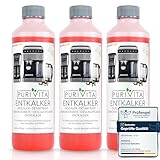 PURIVITA® Universal Entkalker Kaffeevollautomat [3x750ML] - Kaffeemaschinen Entkalker Flüssig - Flüssigentkalker Kaffeemaschine Reiniger - Kalkreiniger Kaffeevollautomaten - Für alle Kaffeeautomaten