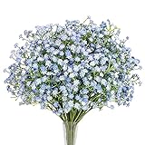 N&T NIETING Gypsophila Künstliche Blumen, 10 Stück Gypsophila Kunstblumen Schleierkraut Gefälschte Blumen Blumensträuße für Hochzeit Braut Party Home Decor (Blau)