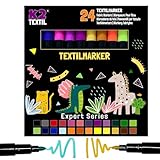 K2 TEXTIL 24 Textilstifte Waschmaschinenfest, Textilmarker zum Bemalen, Textilfarben für Textilien & Schuhe, Stoffmarker - Für Kinder Geeignet (24er Pack)