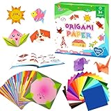 Origami Set für Kinder, 208 Blätter Origami Papier mit 54 Mustern, 15x15cm Origami Kit mit Anleitung Buch, für DIY Kunst und Bastelprojekte, Geschenk für 3-12 Jahre Anfänger Kinder Jungen Mädchen