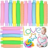 Zeuwets 18 Stück Pop Tubes - Mini Sensorik Spielzeug, Bunt Stretchrohr, Zappel Spielzeug für Kinder Stressabbau Party