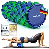 Body & Mind® Faszienrolle Massage-Rolle Fitnessrolle Sportrolle Therapierolle; Faszien-Training am Oberkörper, Nacken, Rücken, Beine, Waden & Allen Anderen Muskelgruppen; 33 x 14,5 cm; Grün-Blau