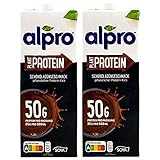 Alpro - 2er Pack Protein Sojadrink Schoko 1 Liter - Plant Proteindrink Choco Soja Soya Drink 100 % pflanzlich (50 g Eiweiß pro Packung)