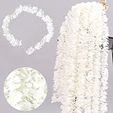 FOSDICK 10 Stück 100cm Blumengirlande Deko Kunstblumen Weiß Künstliche Wisteria Girlande Kunstblumen Hängende Seidenblumen Blumenranken Künstlich für Hochzeit, Hausgarten Deko