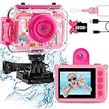 GKTZ Kinderkamera wasserdichte,Unterwasserkamera-1080P Selfie Digitalkamera Fotoapparat für Kinder mit 32GB SD-Karte Spielzeug für 3-12 Jahre Jungen und Mädchen(Rosa)