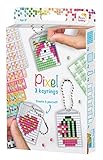 Pixel P20131 Schlüsselanhänger für Kinder zum Selbstgestalten, Motiv Mädchen, kinderleichtes Stecksystem, ohne Bügeln u. Kleben, Steinchen aus Biokunststoff