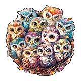 Jigfoxy Holzpuzzle Erwachsene, Eulen Holz Puzzle Erwachsen, Wooden Puzzle Holz Puzzle Erwachsen Und Kinder, Einzigartiges Lernspielzeug in Tierform für Freunde der Familie L-34 * 33.4cm-280pcs