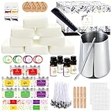 ETUOLIFE Kerzen Selber Machen Set,DIY Kerzenherstellung Kit,Duftkerze Geschenke Set mit 480g Sojawachs,Kerzen Schmelztopf,8 Kerzendosen,4 Duftöl,4 Farbblöcken,50 Candle Wicks Aufklebern,16 Stickers