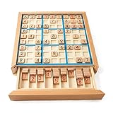 Lixada Holz Sudoku Puzzle Board Holz Sudoku Spiel Set mit Schublade Math Brain Teaser Desktop-Spielzeug,Schönes Kinder