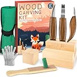 Holzschnitzset, Schnitzset für Anfänger, 17-teiliges Holzschnitzwerkzeug mit 3 Schnitzmessern, 9 Lindenholzblöcken, Handschuhen, Abziehblock und Polierpaste, Holzschnitzset für Erwachsene