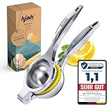 kjøk Premium Hand Zitronenpresse aus Zinklegierung in Chrom glänzend - Zitruspresse manuell Zitronen Handpresse gross - Metall Zitronensaftpresse für die Küche - Saft Juicer Lime Lemon Squeezer