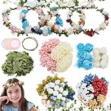 INFUNLY 12 Set DIY Blumenkronen Bastelset Machen Sie Ihr Eigenes Blumenkronen Girlanden Set Handgefertigtes Blumenkronen Set Blumenkränze Kopf Haar Accessoires Dekorationen Für Hochzeit Geburtstag Zuh