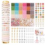 JHWELRG Selber Machen Perlen für Armbänder,mit Morandi Buchstabenperlen und Transparente Milchlasperlen Perlen Set,Schmuckherstellung Kit für Weihnachten DIY Bracelet Making Kit,Partys,Feiertage