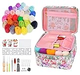Homewit 30 Farben Nadelfilz Set Filzen Starterset 77 Stück Filzen Trockenfilzen Set Filznadeln zum Trockenfilzen für Anfänger DIY Filz Tier Handwerk