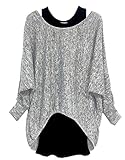 Emma & Giovanni - Damen Oversize Oberteile Tshirt/Pullover (2 Stück) / Made In Italy, M-L, Grau