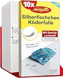 Aeroxon Silberfischfalle 10er Pack – Hochwirksame Klebefallen Silberfische, Insektizidfreie Papierfische Falle, Langanhaltender Schutz